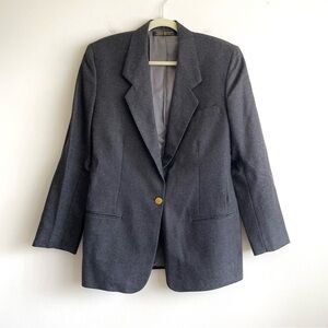 Brooks Brothers wool blazer women Sz 12 grey single button gold preppy old money